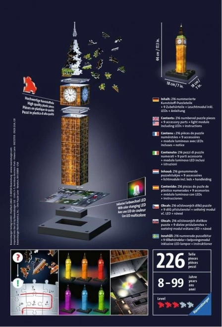 3D Sestavljanka 216 kosov Big Ben Ponoči