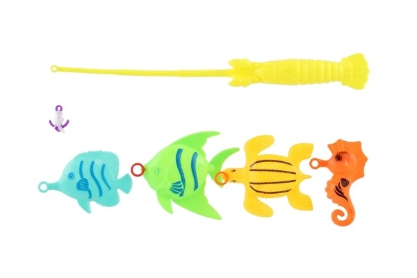 Igra ribe/ribolov s palico 26 cm plastika 5 barv na kartici 15,5x49x2cm
