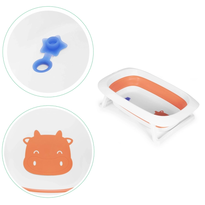 Otroška kad - zložljiva kad z odtokom 81 cm - ECOTOYS – oranžna