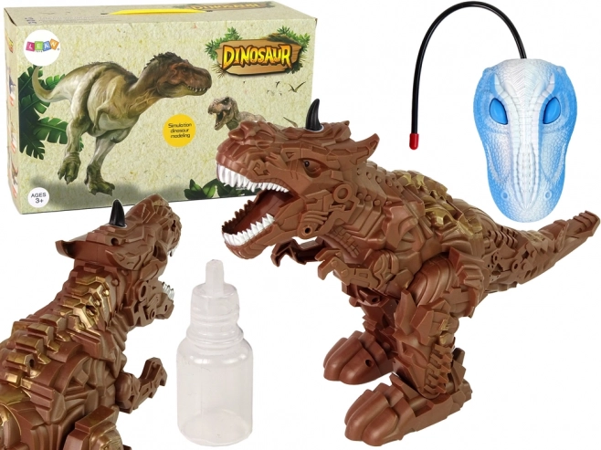 RC dinozaver s paro, projektorjem ter zvočnimi in svetlobnimi efekti – rjav