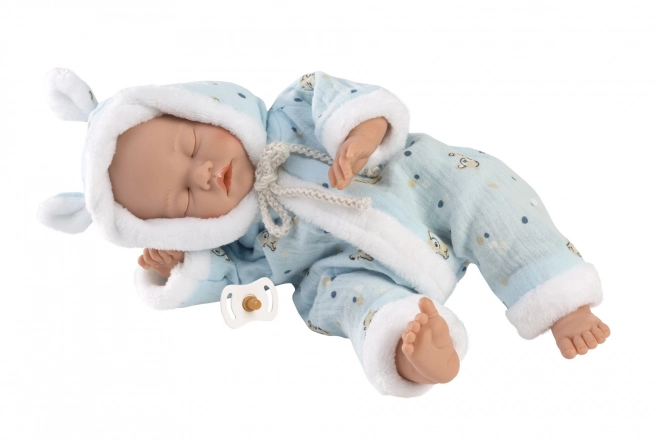 Llorens 63301 LITTLE BABY - speča realistična punčka dojenček z mehkim tekstilnim telesom - 32 cm