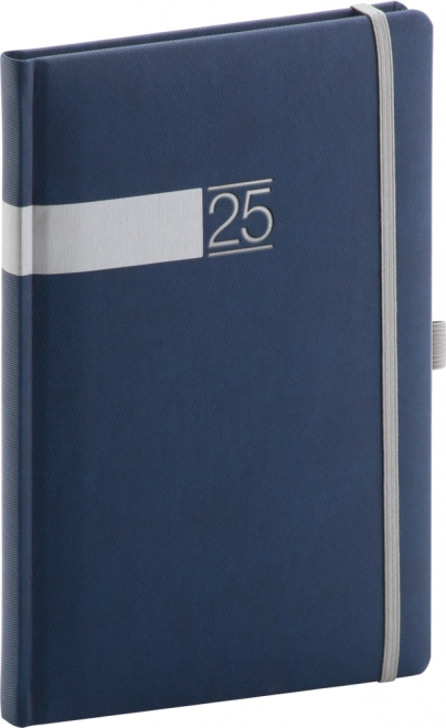 NOTIQUE Tedenski dnevnik Twill 2025, modro-srebrn, 15 x 21 cm