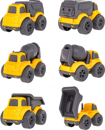 Tri gradbena vozila s premičnimi deli