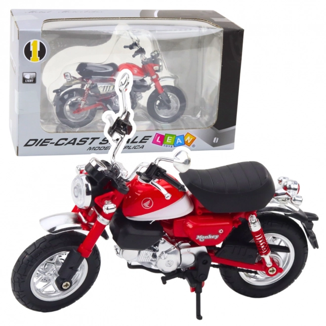 Retro kovinski motocikel rdeč 1:12