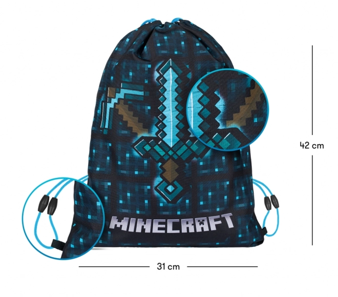 Minecraft 2 set modra sekira in meč peresnica in vrečka