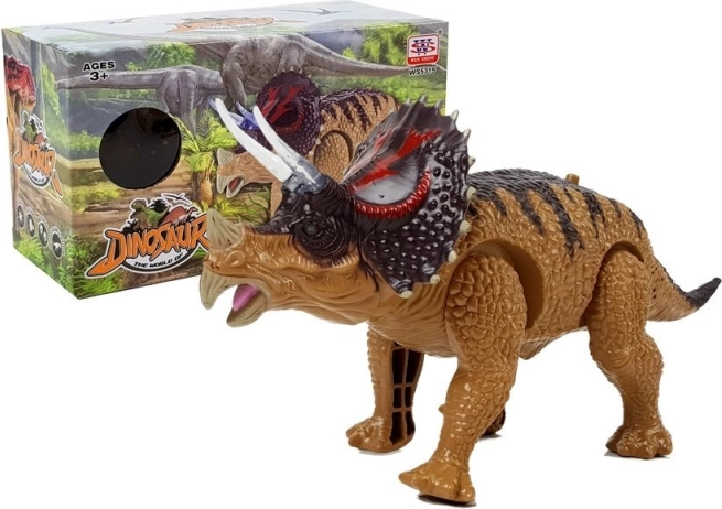 Interaktivni dinozaver triceratops na baterije, rjav
