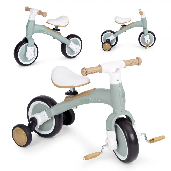 Ravnotežno kolo s pedali - vadbena kolesca 3v1 ECOTOYS – Zelené