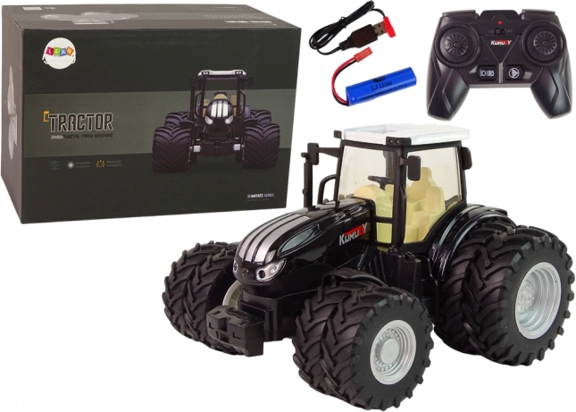 Daljinsko voden traktor 2,4 GHz črna kovina 1:24