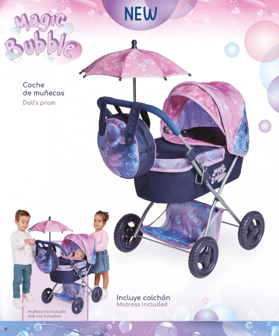 DeCuevas 85076 Zložljiv voziček za punčke s senčnikom in torbo Magic Bubble 2024 - 60 cm