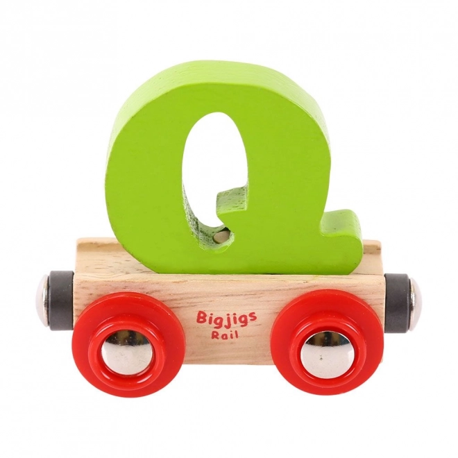 Leseni voziček Bigjigs Rail s črko Q