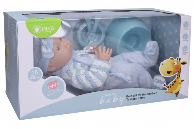 Dojenček v modrem pajacu 40 cm