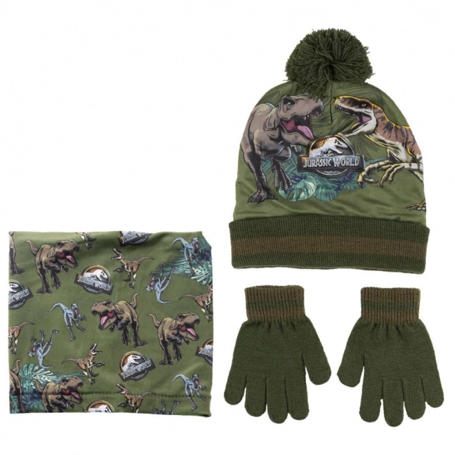 Set klobuk + rokavice + šal Jurski park
