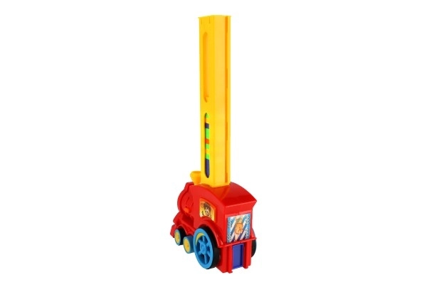 Lokomotiva/Vlak domino postavljajoči plast 16cm na baterije z zvokom in svetlobo v škatli 33x23,5x8cm