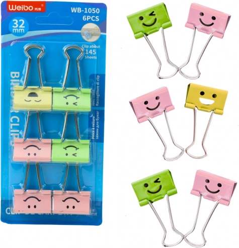 Set barvnih pisarniških sponk z obrazi 32 mm
