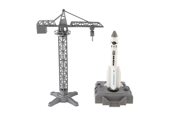 Raketoplan z dvigalom in zagonsko postajo plastika 17cm v škatli 29x29x7cm