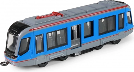 Kovinski moder tramvaj 20 cm z vzvratno vožnjo
