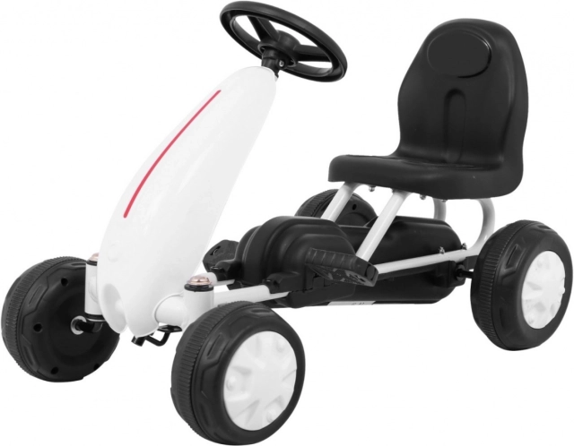 Otroški pedalni gokart z verižnim pogonom in gumijastimi kolesi – Bela
