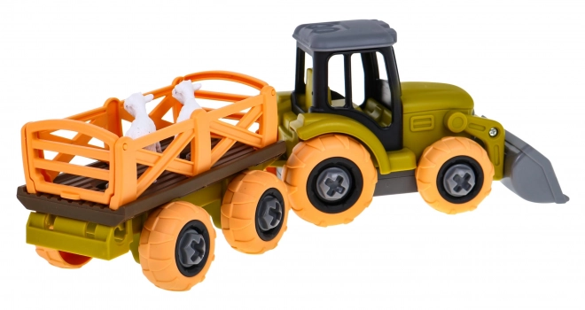 Odvijljiv traktor s žlico in prikolico + izvijač + ovca Igrača za otroke 3+