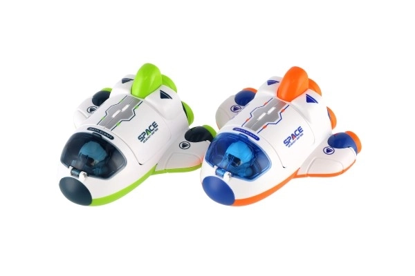 Raketoplan/raketa plast 10x11cm s kozmonavtom na vztrajniku 2 barvi 12ks v škatli