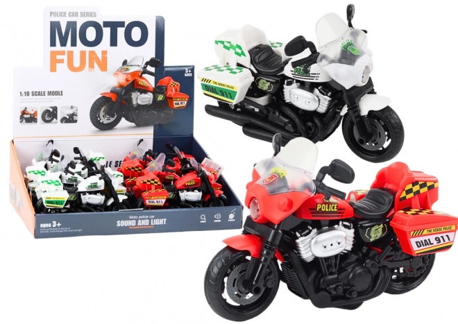 Policijski motocikel 1:10 Luči Zvoki Bela Rdeča