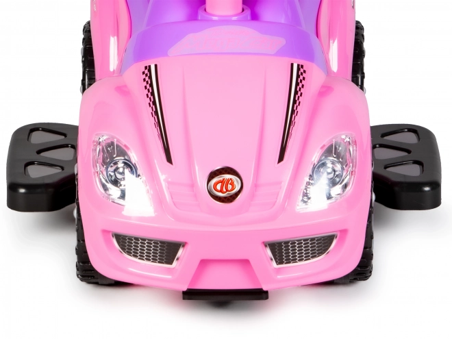 ECOTOYS poganjalec s zvoki in vodilno palico Avto roza
