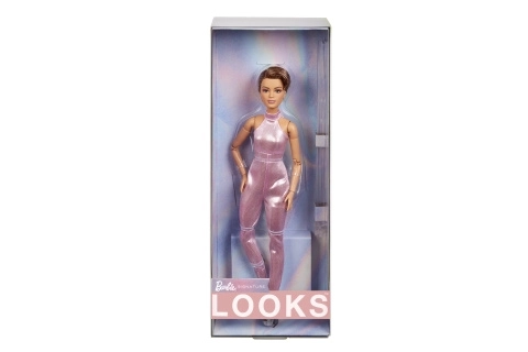 Barbie Videz s kratkimi lasmi v roza obleki HRM14