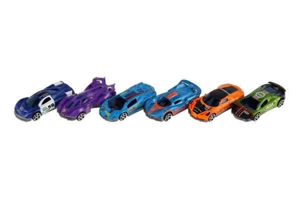 Avto športni 6ks kov/plast 8cm na prosti tek v škatli 10,5x27,5x4cm