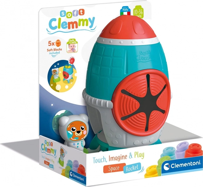 CLEMENTONI SOFT CLEMMY Box Vesoljska raketa s 5 kockami