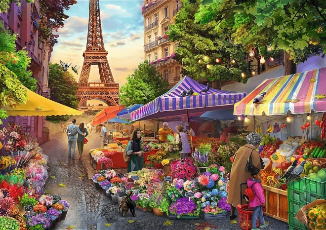 TREFL Puzzle Premium Plus Čas za čaj: Cvetočna tržnica 1000 kosov