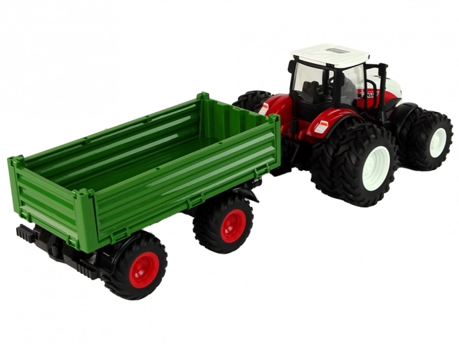 Daljinsko voden traktor s prikolico 1:24 rdeče-zelen