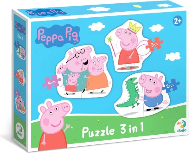 Sestavljanka Pujsa Pepa – družina 3v1 (2, 3 in 4 koščki) DODO