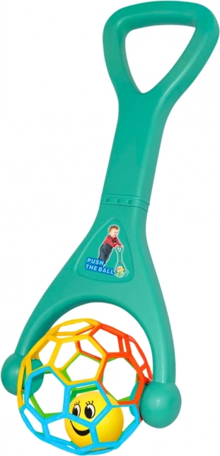 Potisna igrača z elastično žogo in ropotajočo kroglico