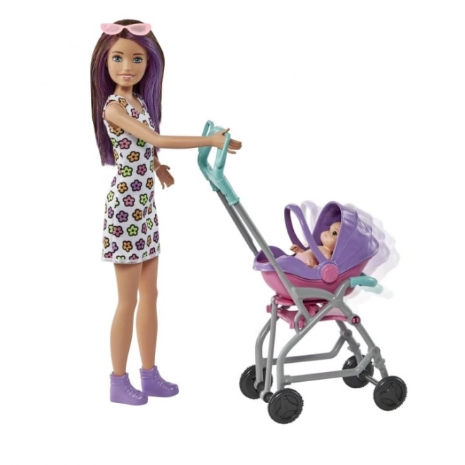 Lutka Barbie Varuška Skipper Voziček + komplet za dojenčka