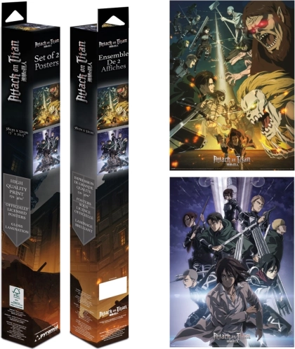 Set mini plakatov Attack on Titan (2 kosa, 38 × 52 cm)