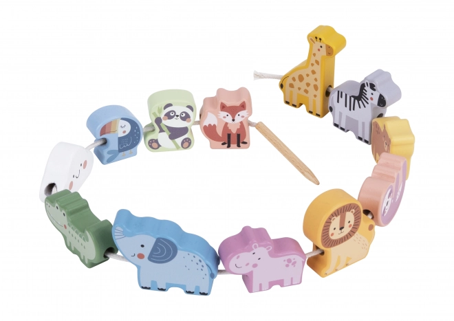 WOOPIE GREEN lesena natikanka ZOO Montessori komplet 13 delov