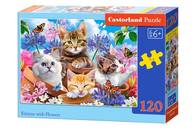 Otroške Puzzle Muce z Rožami