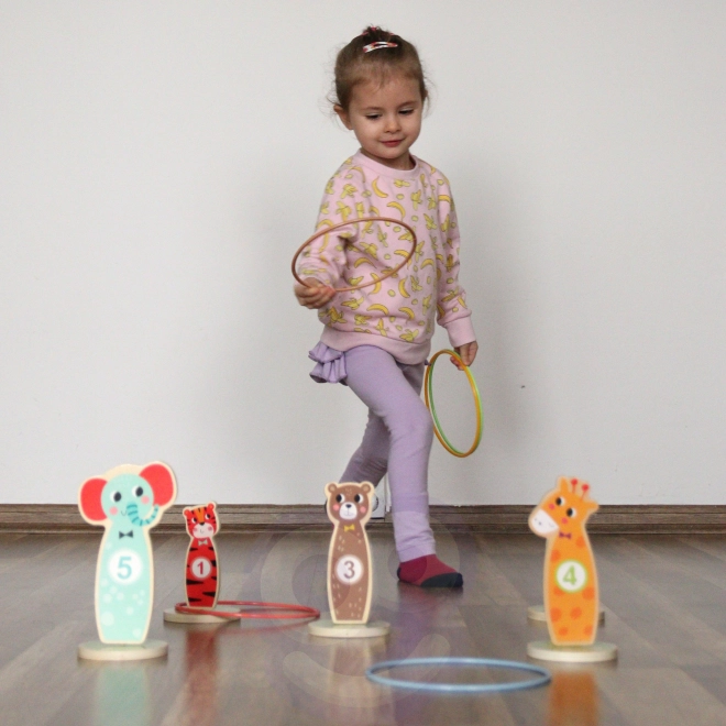 Lesena spretnostna igra Tooky Toy - met na cilj živali