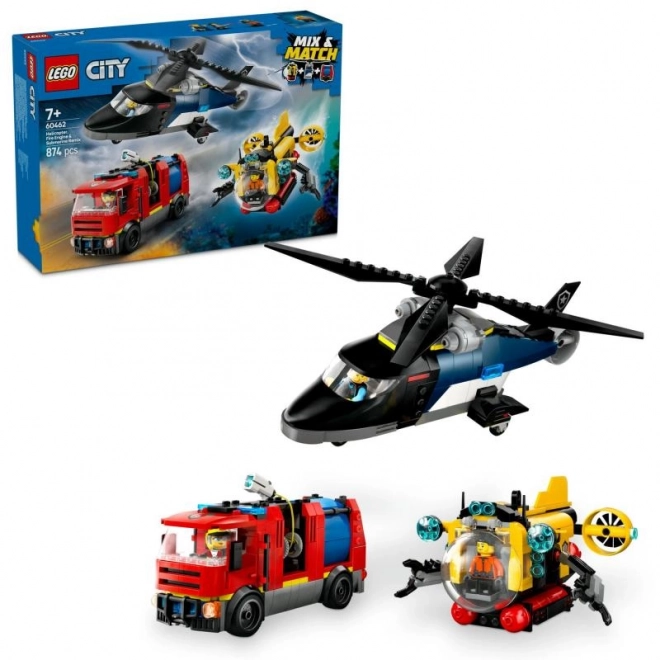 LEGO® City 60462 Remix: Helikopter, gasilsko vozilo in podmornica