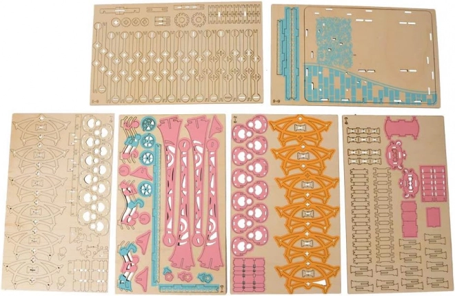 Woodcraft Leseno 3D sestavljanka Pastelno Rusko kolo