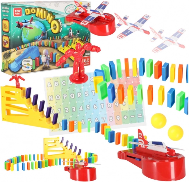 Domino steza z izstreljevalnikom letala, izobraževalni komplet 126 delov