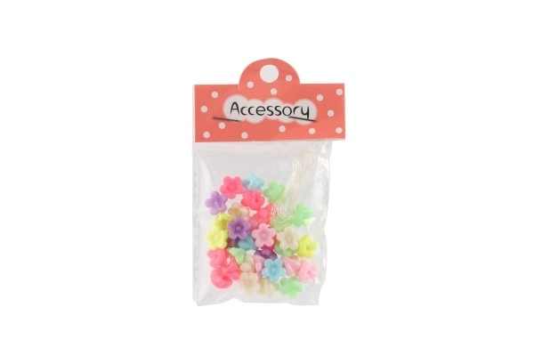 Plastične perle rožice z vrvico 2 vrsti v vrečki 6,5x11x1cm