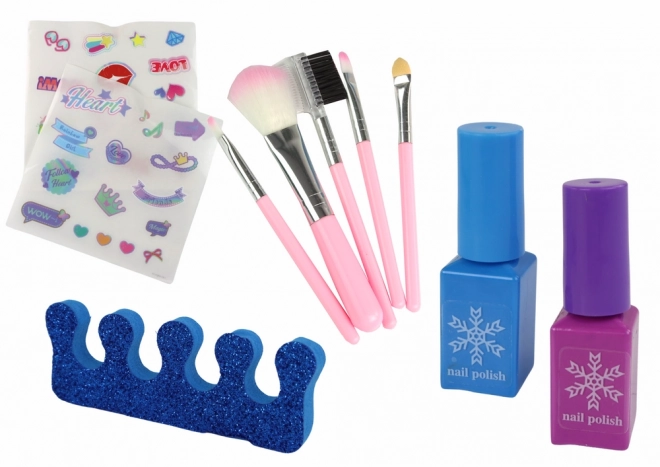 Kozmetični set Kozmetika Make-up Ustvarjanje nohtov Modra skrinjica