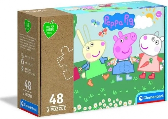 CLEMENTONI Play For Future Puzzle Pujsa Pepa 3x48 koščkov