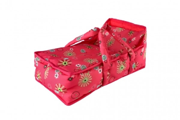 Tkaninska prenosna košarica za punčke Pink Floral 21x40x18 cm