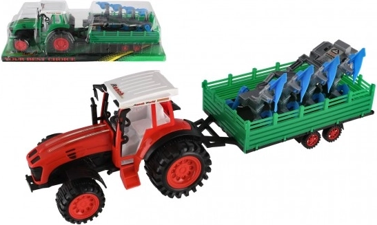 Plastični traktor s prikolico in plugom 53 cm na vztrajnik