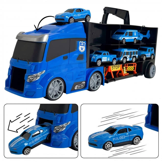 Tovornjak s transporterjem 3v1 Modra Policija