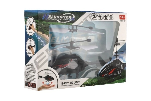 Plastični helikopter 16cm, ki se odziva na gibanje roke z USB polnilnim kablom v škatli 22x15x5cm