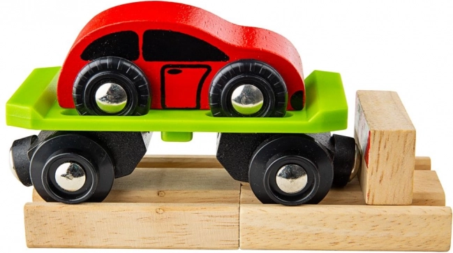 Vagon z avtom in tirnicama Bigjigs Rail