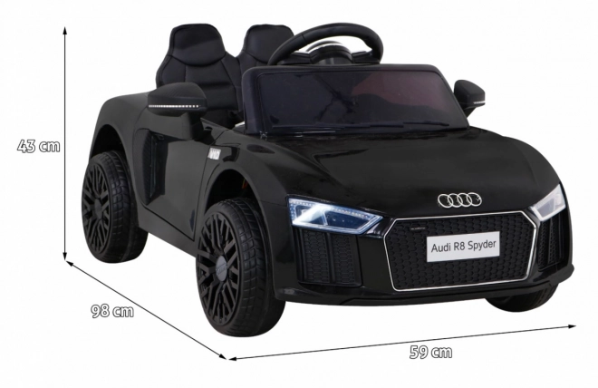 Audi R8 otroški električni avto črne barve z daljinskim upravljanjem, EVA kolesi, počasnim zagonom in MP3 LED