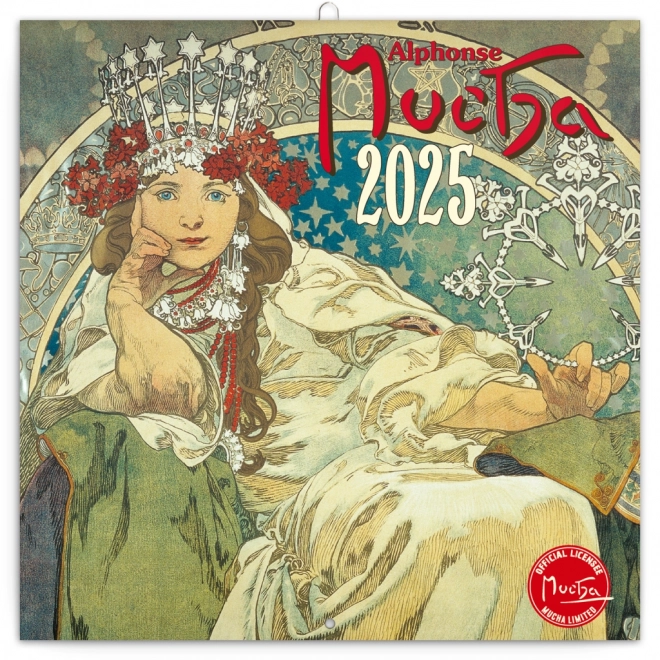 Kratki koledar Alfons Mucha 2025, 30 × 30 cm